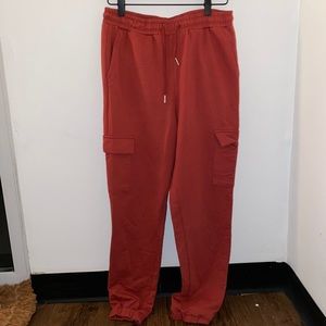 red sweatpants
